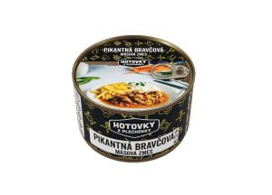 Hotovky z plechovky Jedlo Hotové Pikantná bravčová mäsová zmes