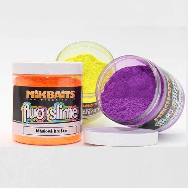 Mikbaits Obaľovací práškový dip Fluo Slime 100g Broskyňa Black Pepper