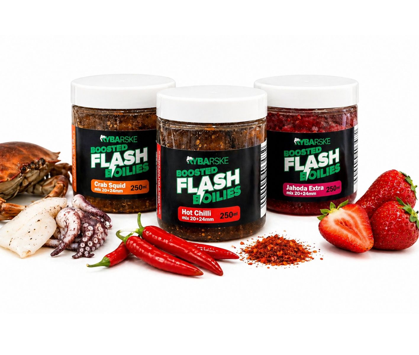 RYBA Boilies v dipe Boosted Flash 20+24mm Hot Chilli