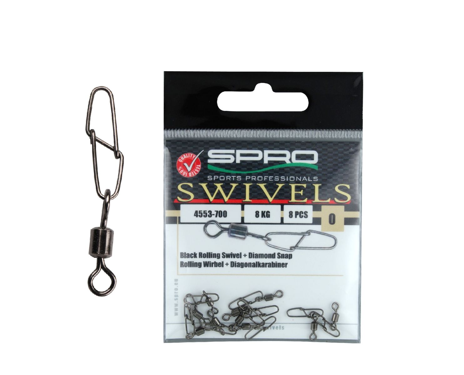 Spro Obralík s Karabínkou Rolling swivel + Diamond Snap veľ.0