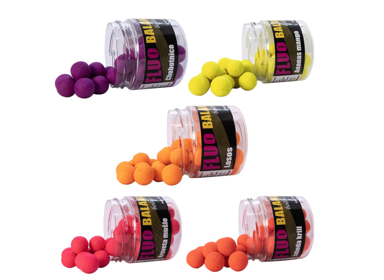Carp Inferno Boilies Balanced Fluo 16mm 150ml Jahoda Krill