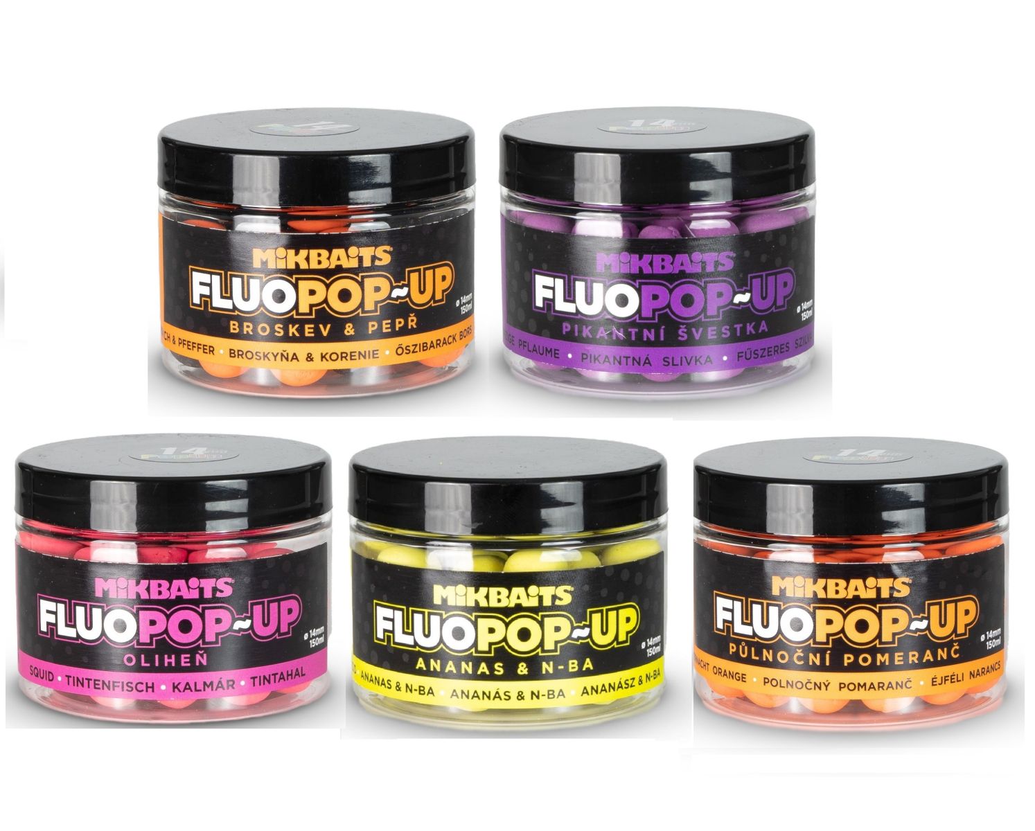 Mikbaits Fluo Pop Up 150ml 14mm Jahoda
