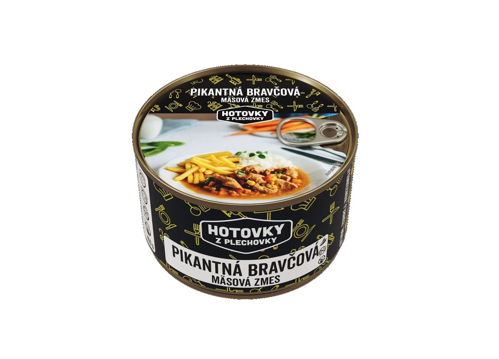 Hotovky z plechovky Jedlo Hotové Pikantná bravčová mäsová zmes 400ml