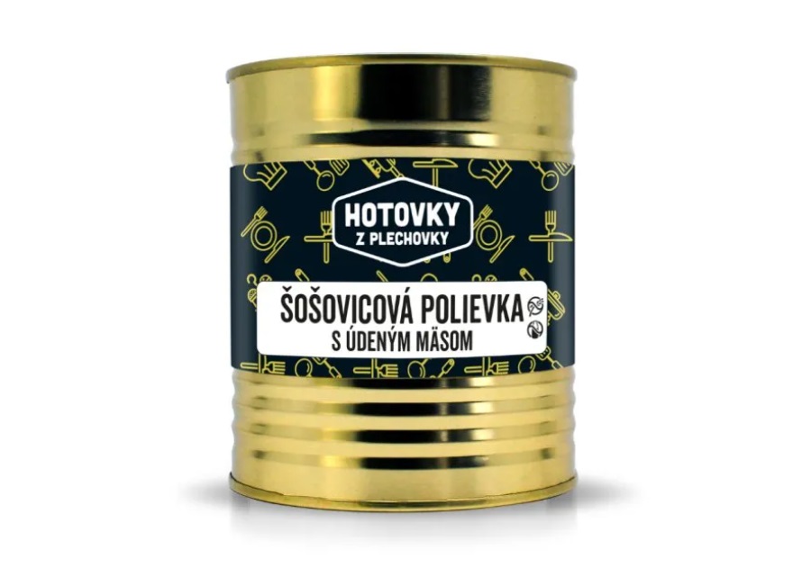 Hotovky z plechovky Jedlo Hotové Šošovicová polievka s údeným mäsom 800ml