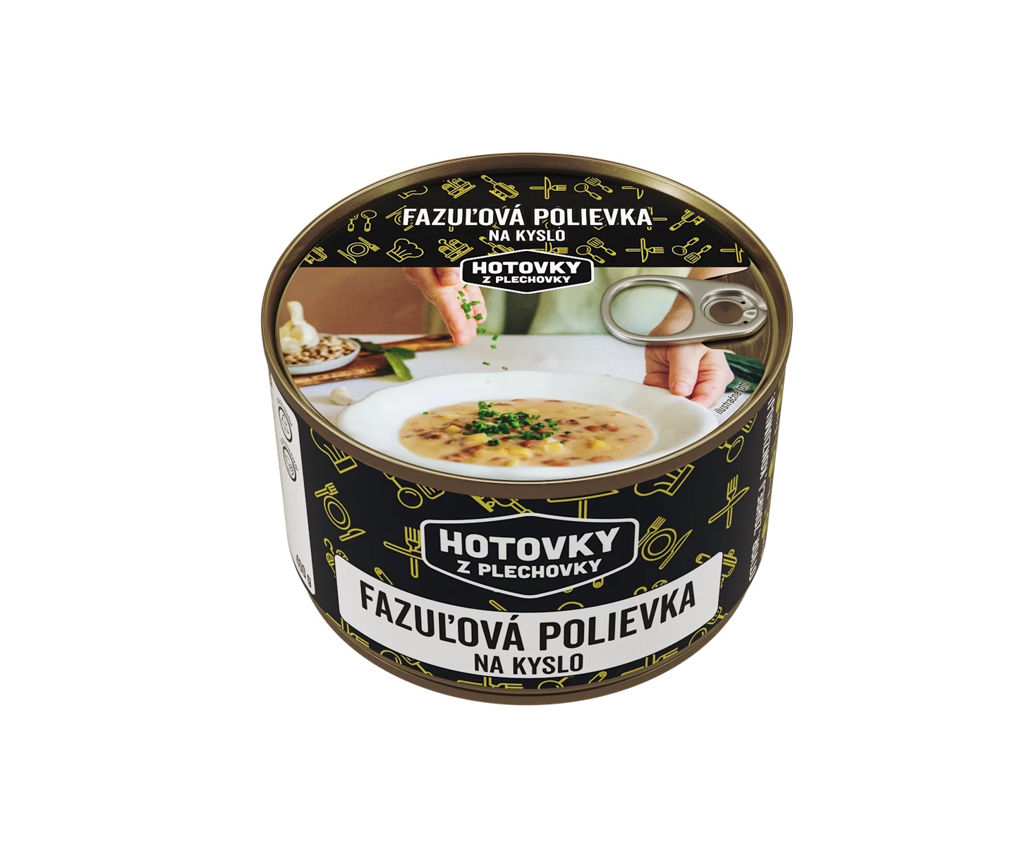 Hotovky z plechovky Jedlo Hotové Fazuľová polievka na kyslo 400ml