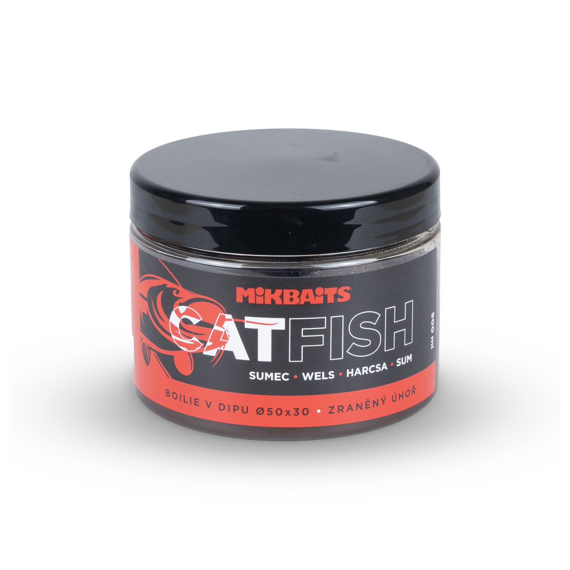 Mikbaits Boilies v Dipe MB Catfish 500ml 50x30mm Pečeň Halibut