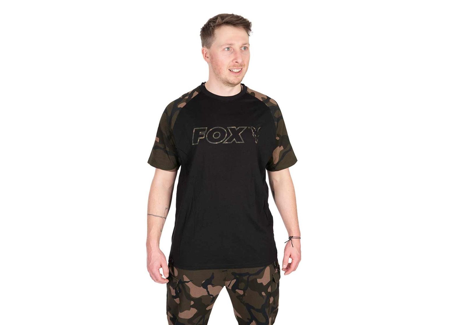 Fox Tričko Black / Camo Outline T veľ.S