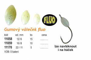 JSA Fish Gumový valček Fluo 12/6mm 15ks