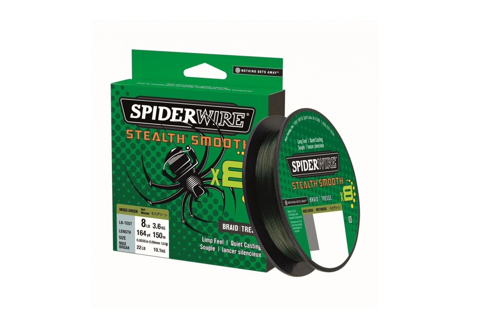 Spiderwire Tresse Stealth Smooth 8 Brins 300m Moss Green – 0,13 Mm / 12,7 Kg